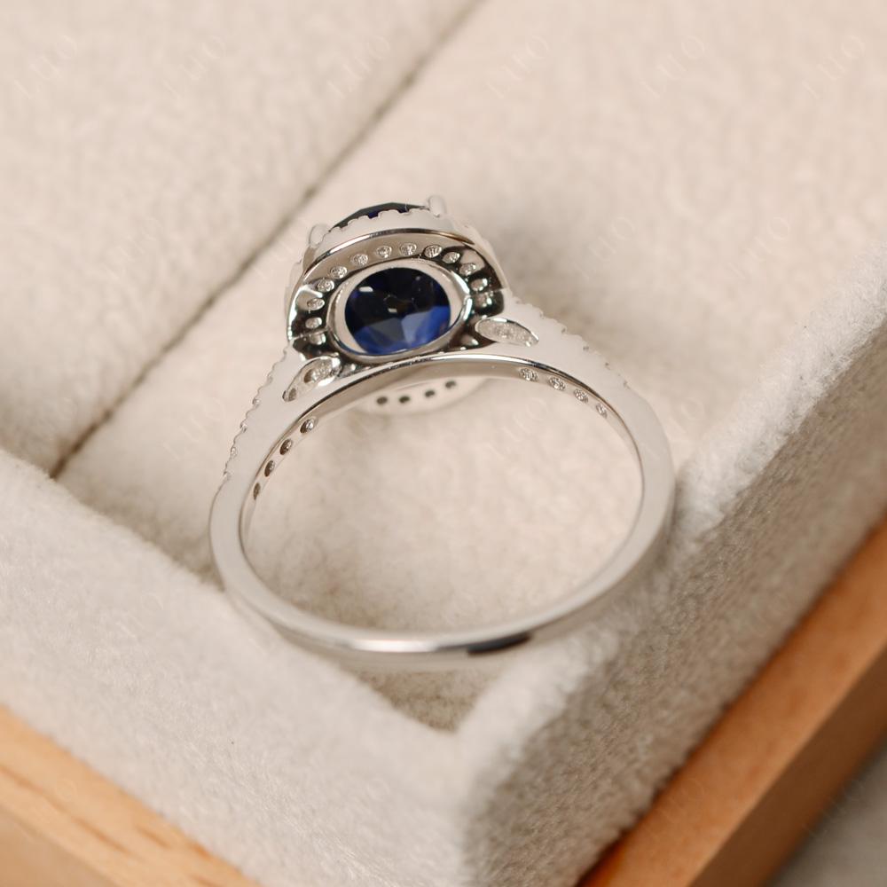 Oval Sapphire Halo Ring - LUO Jewelry 