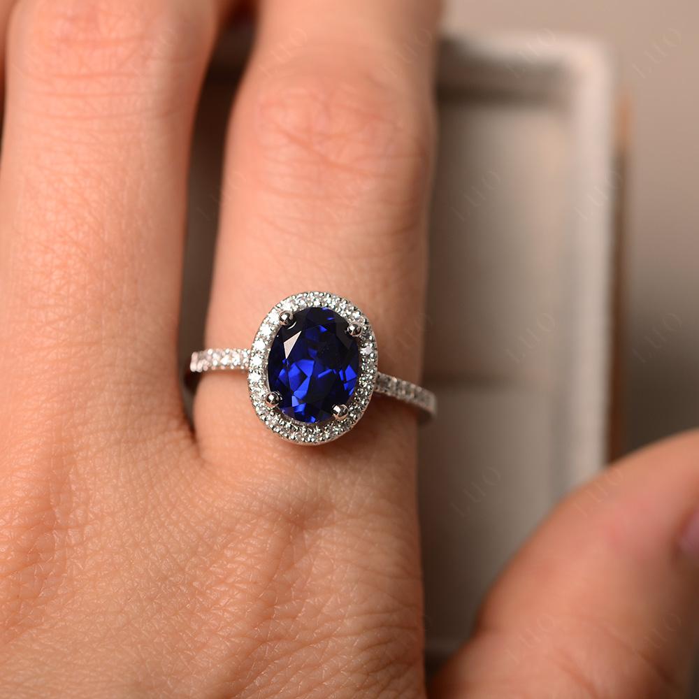 Oval Sapphire Halo Ring - LUO Jewelry 