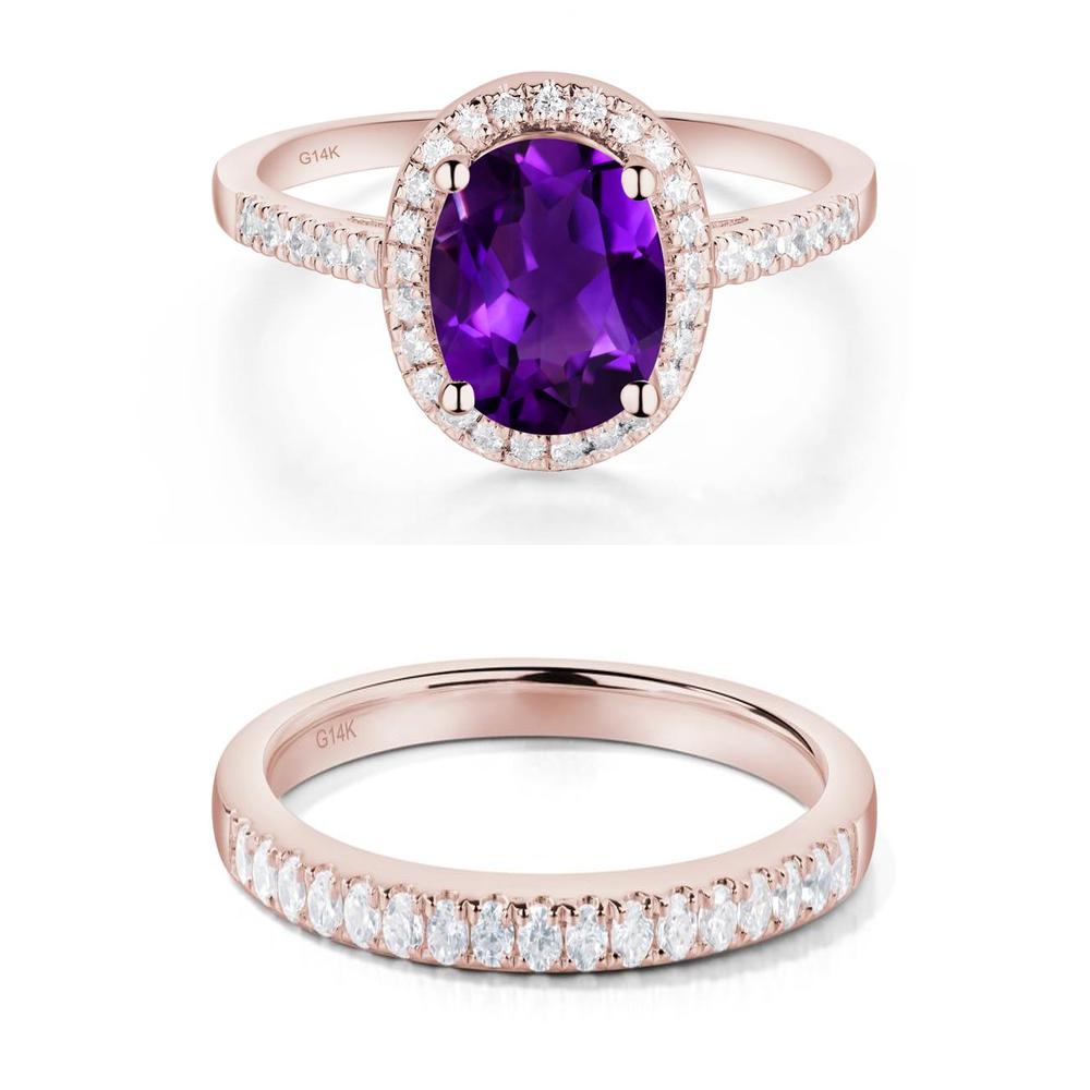 Oval Amethyst Halo Ring - LUO Jewelry #metal_xxxxx