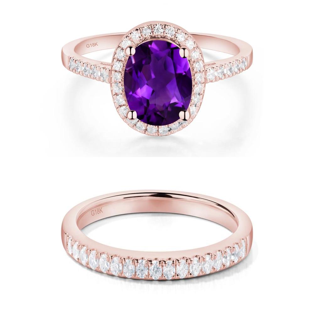 Oval Amethyst Halo Ring - LUO Jewelry #metal_xxxxx