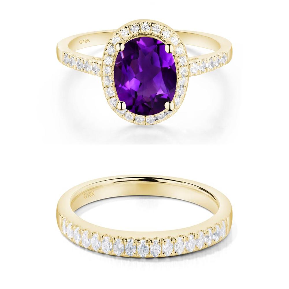 Oval Amethyst Halo Ring - LUO Jewelry #metal_xxxxx