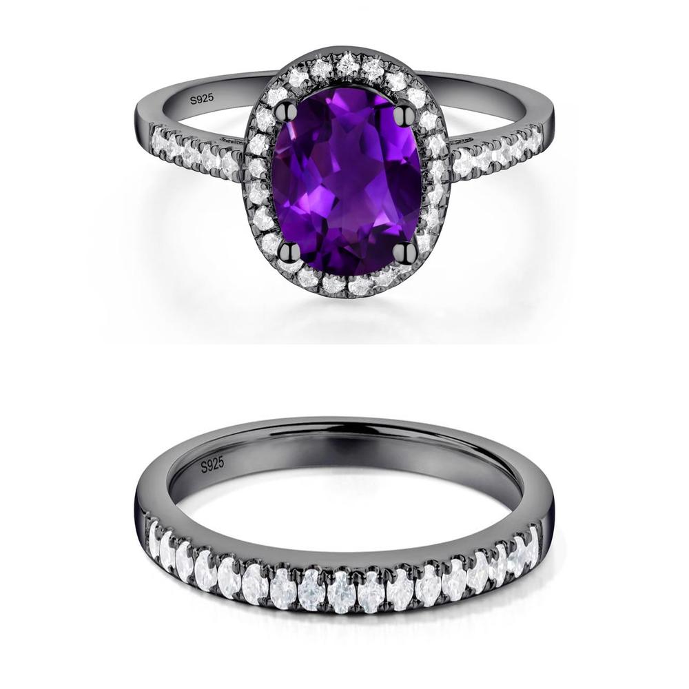 Oval Amethyst Halo Ring - LUO Jewelry #metal_xxxxx