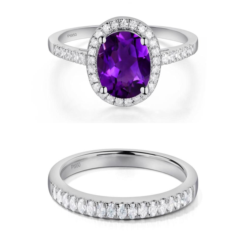 Oval Amethyst Halo Ring - LUO Jewelry #metal_xxxxx