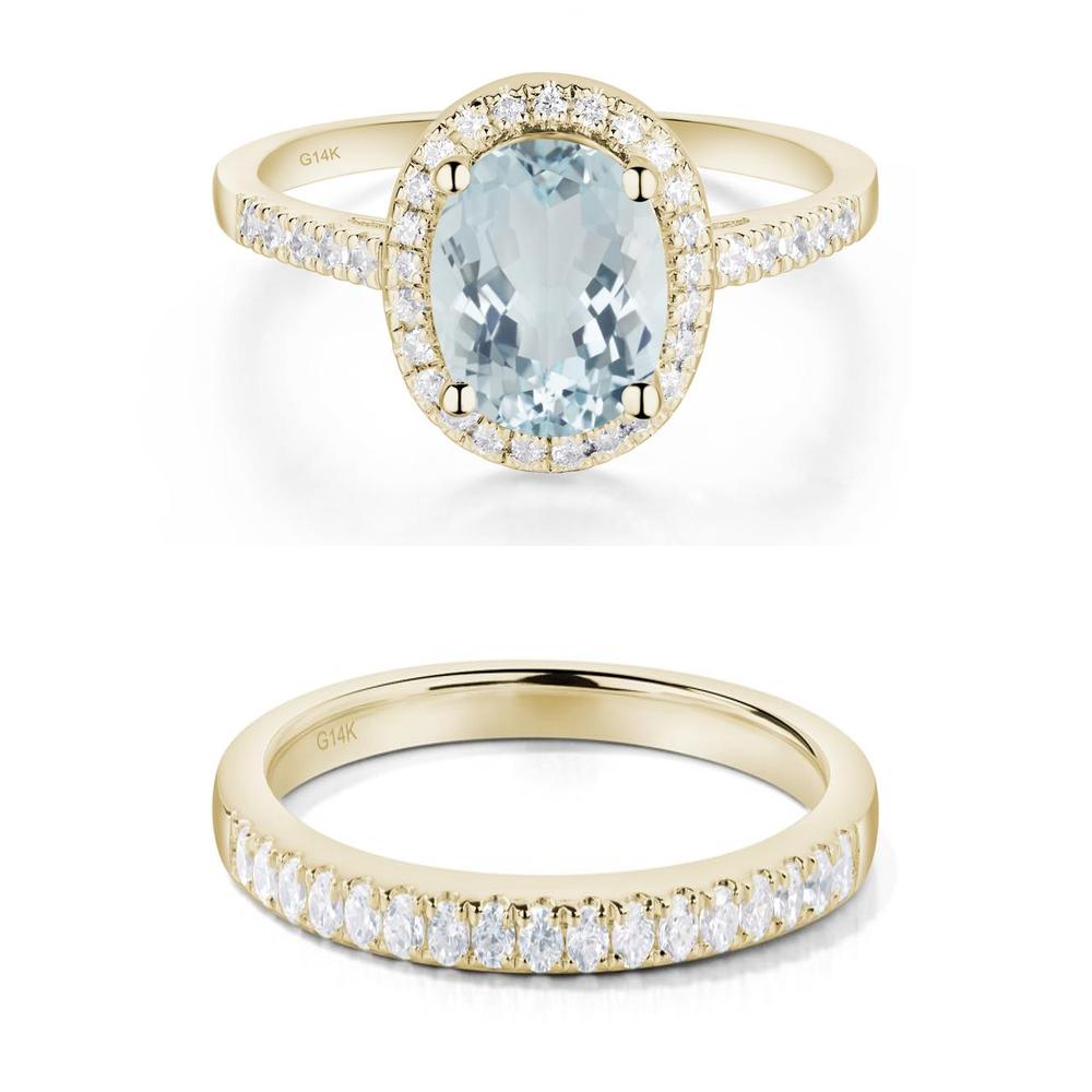 Oval Aquamarine Halo Ring - LUO Jewelry #metal_xxxxx