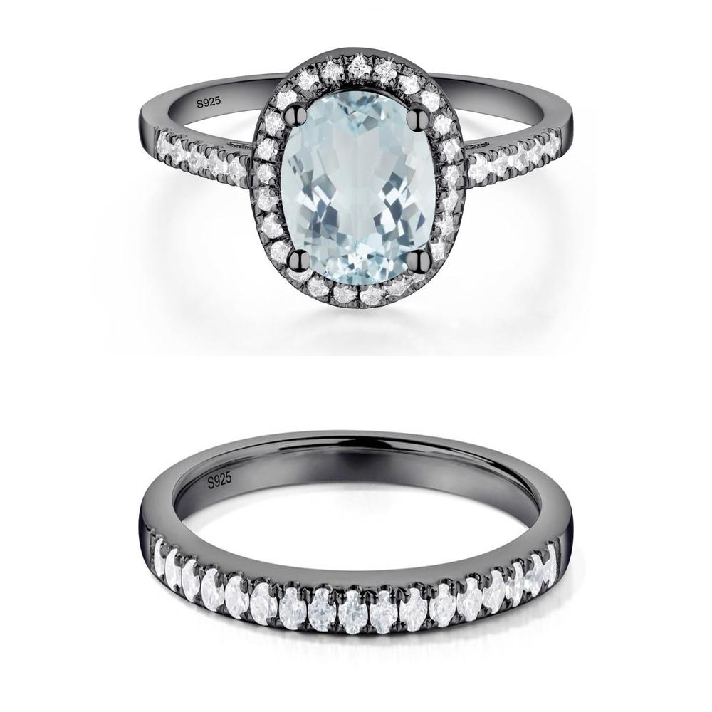 Oval Aquamarine Halo Ring - LUO Jewelry #metal_xxxxx