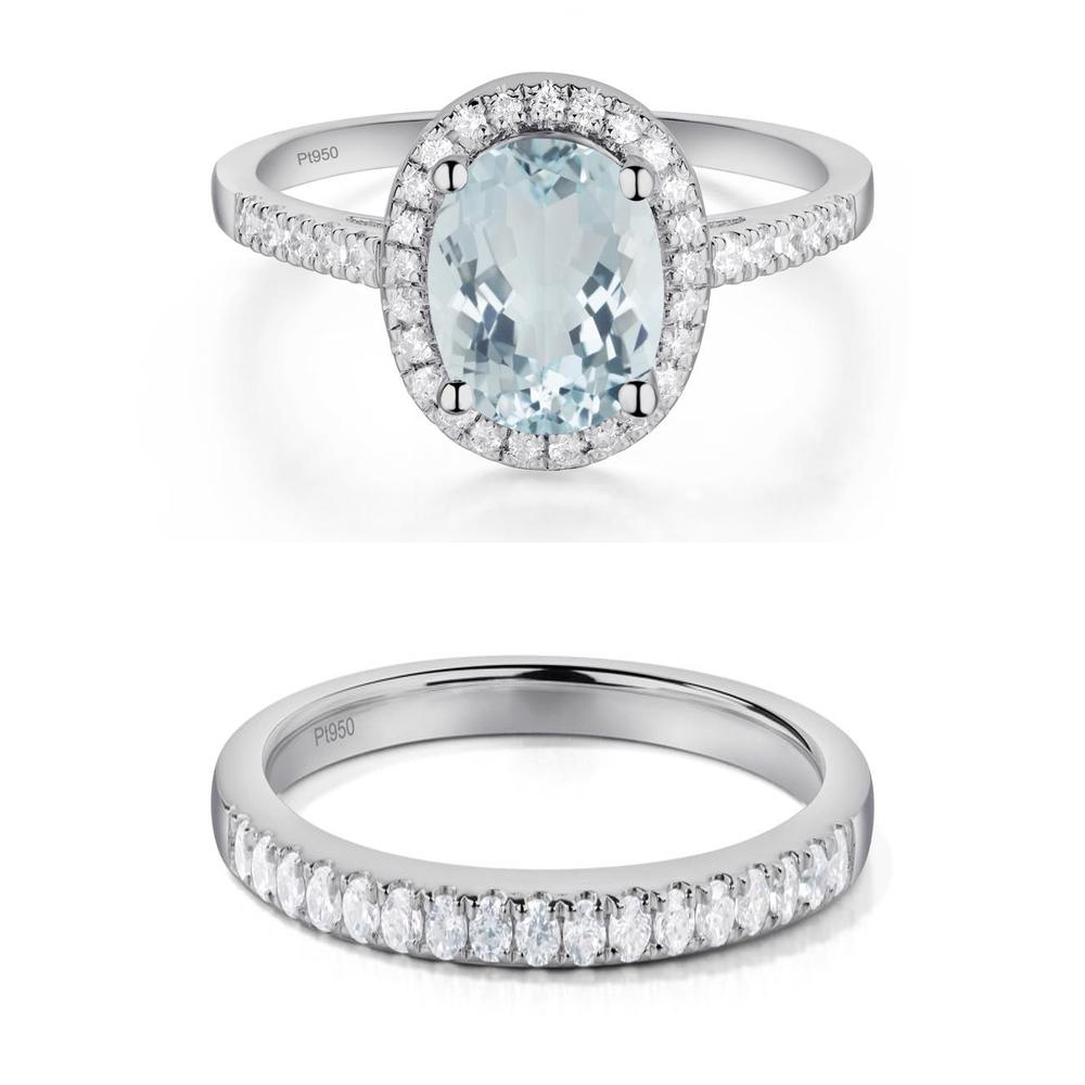 Oval Aquamarine Halo Ring - LUO Jewelry #metal_xxxxx