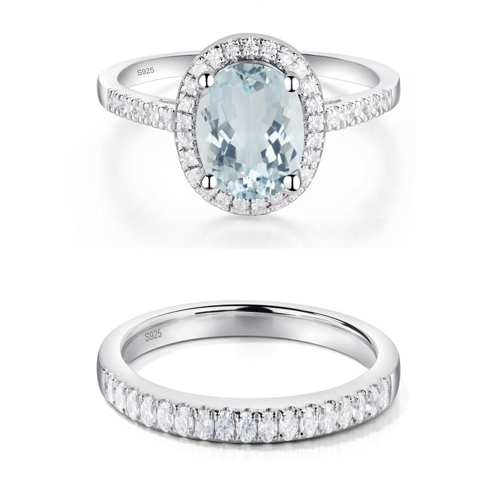 Oval Aquamarine Halo Ring - LUO Jewelry #metal_xxxxx