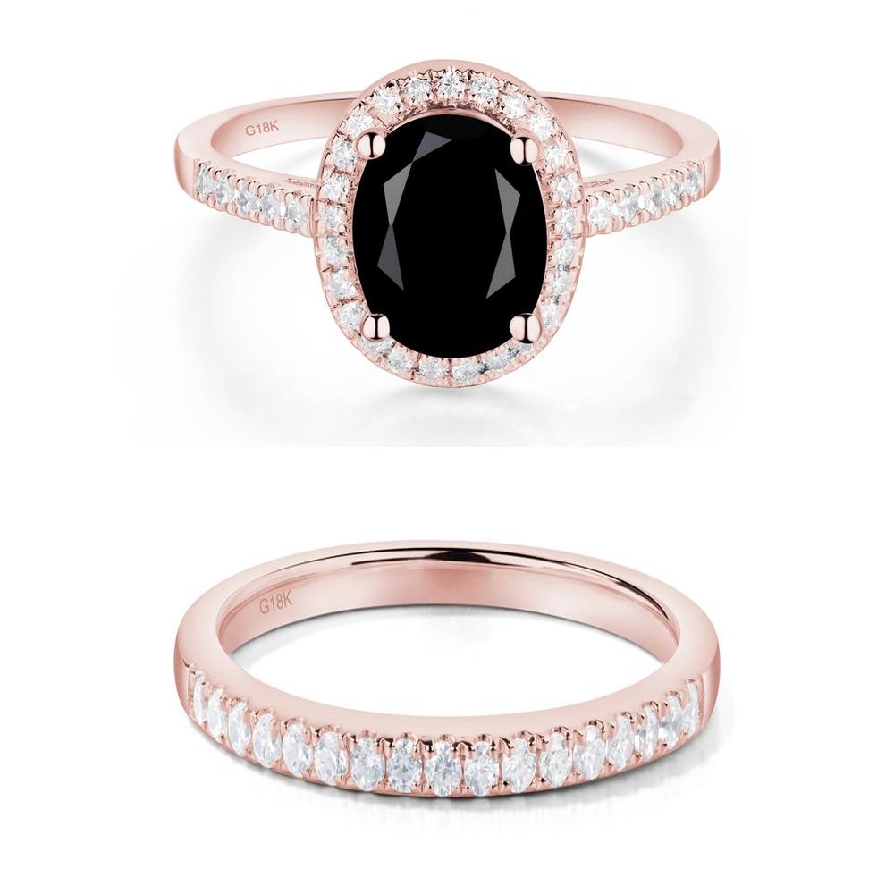 Oval Black Spinel Halo Ring - LUO Jewelry #metal_xxxxx