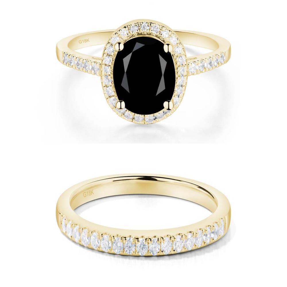 Oval Black Spinel Halo Ring - LUO Jewelry #metal_xxxxx