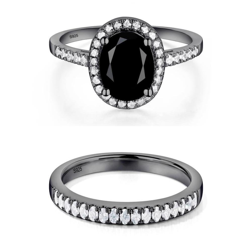 Oval Black Spinel Halo Ring - LUO Jewelry #metal_xxxxx