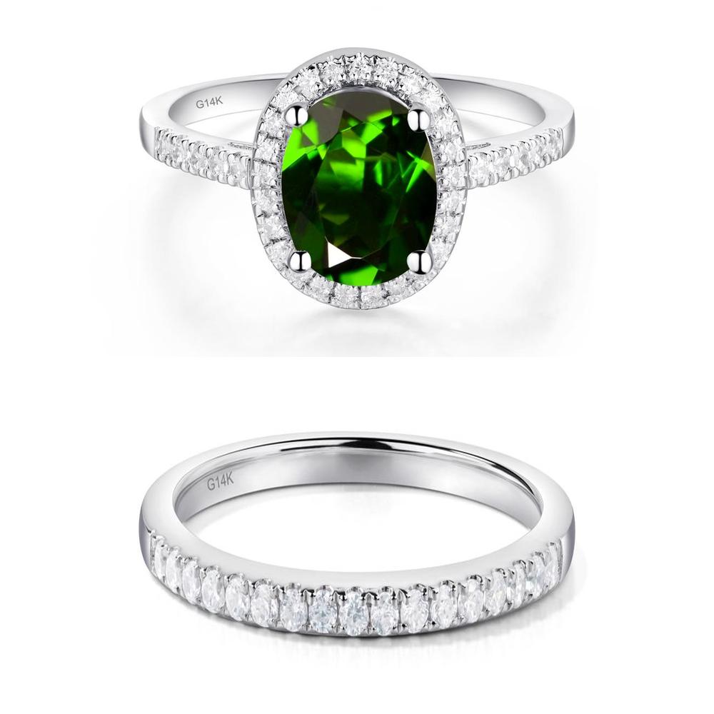 Oval Diopside Halo Ring - LUO Jewelry #metal_xxxxx