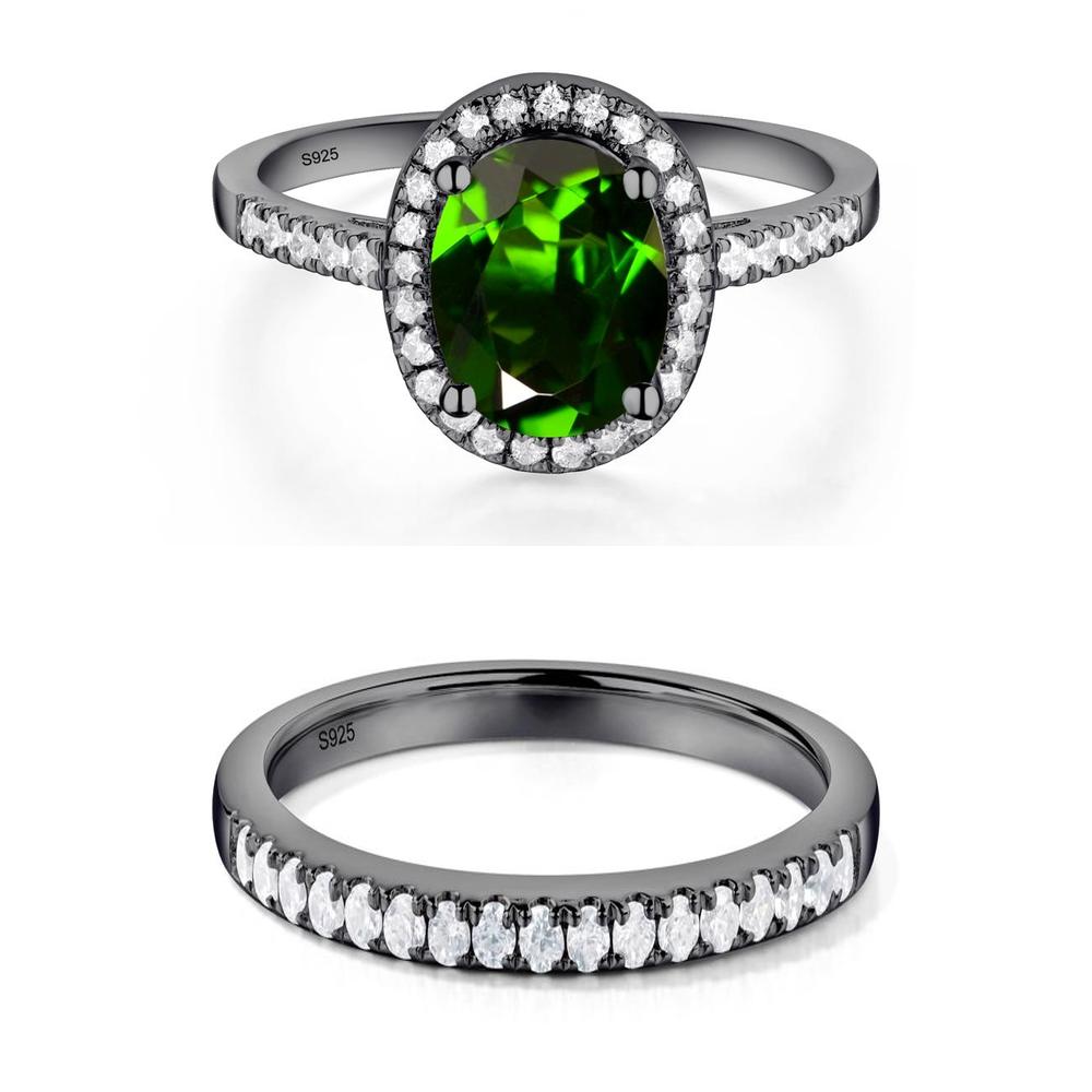 Oval Diopside Halo Ring - LUO Jewelry #metal_xxxxx