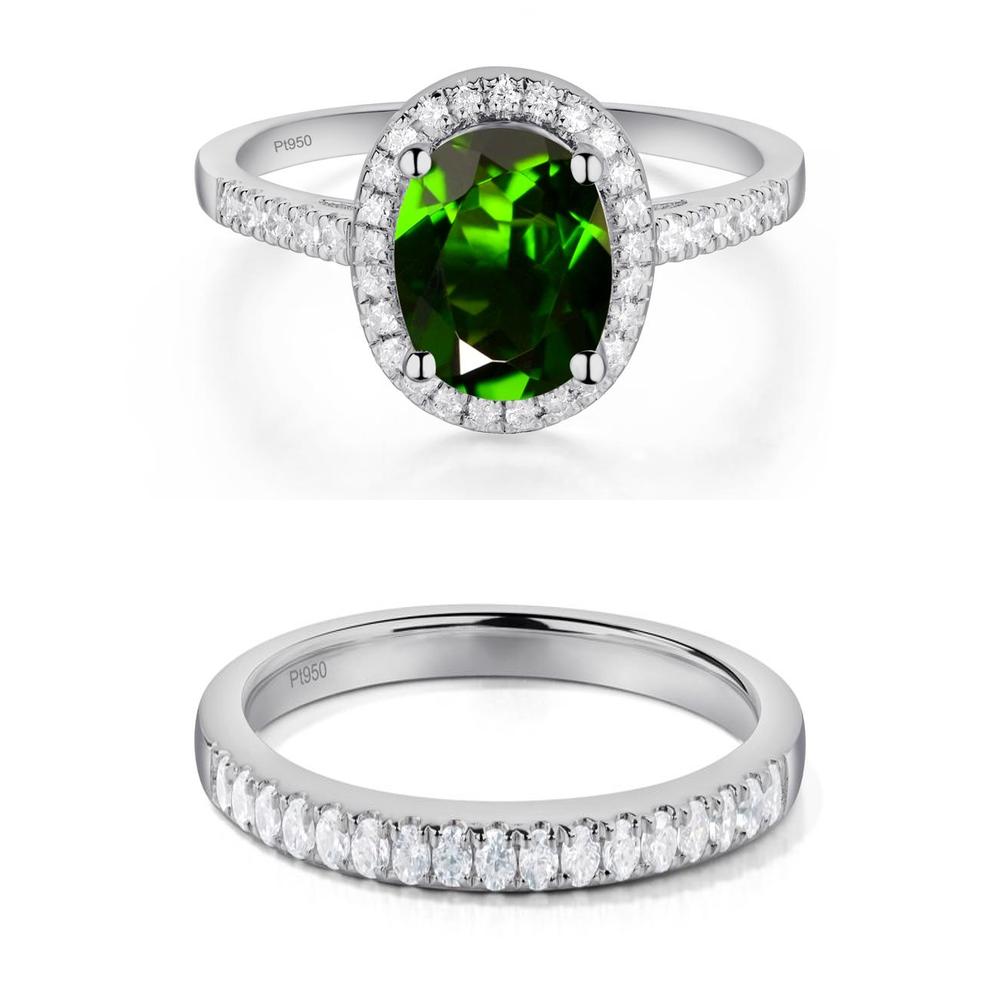 Oval Diopside Halo Ring - LUO Jewelry #metal_xxxxx