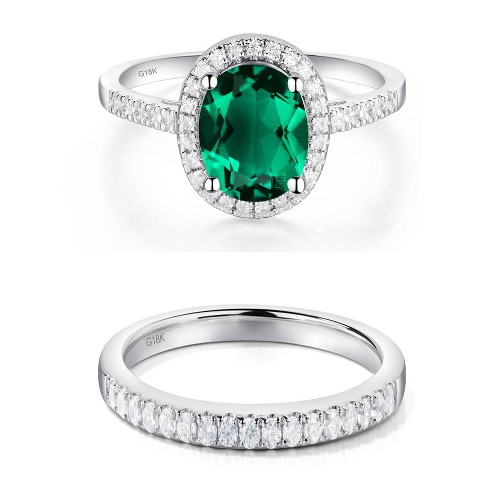 Oval Emerald Halo Ring - LUO Jewelry #metal_xxxxx