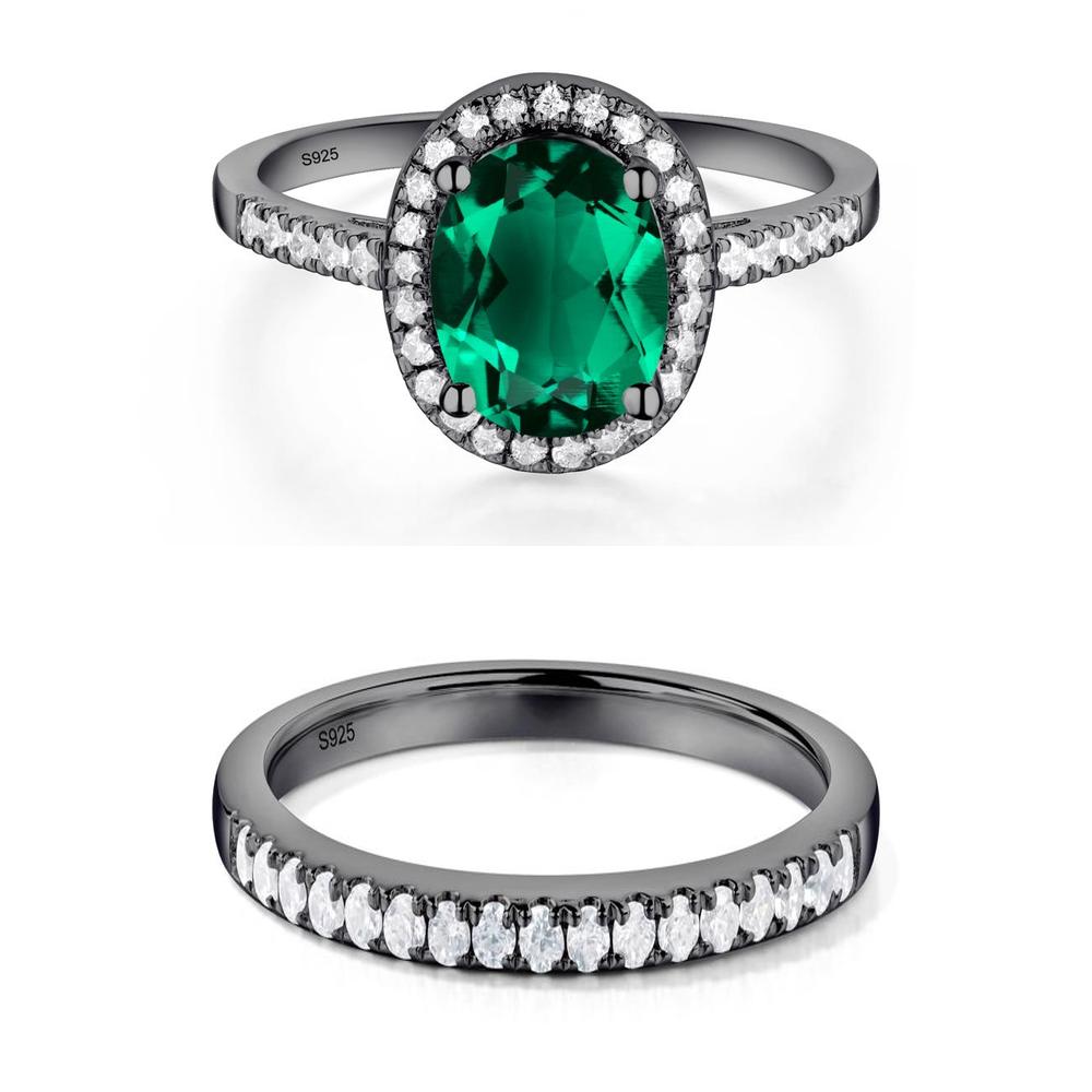 Oval Emerald Halo Ring - LUO Jewelry #metal_xxxxx