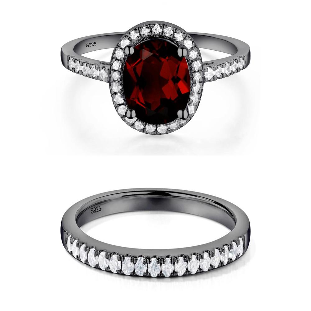 Oval Garnet Halo Ring - LUO Jewelry #metal_xxxxx