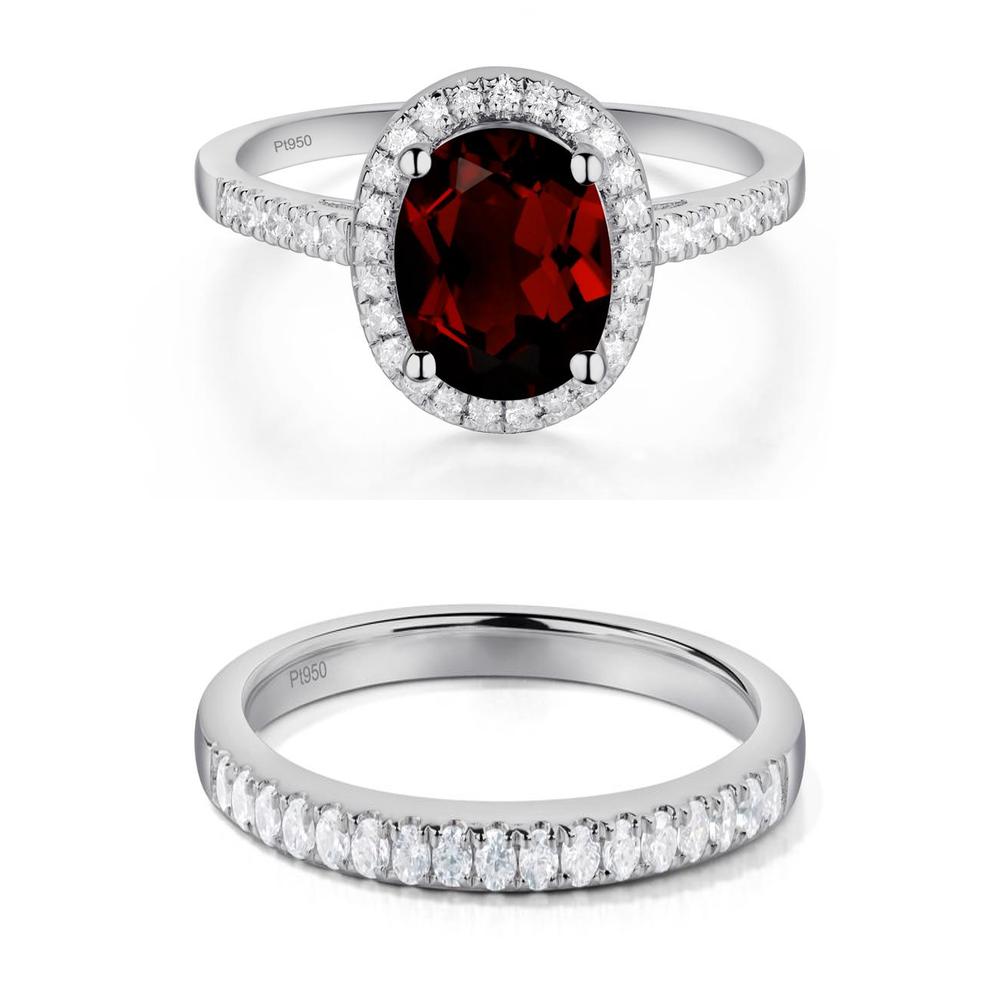 Oval Garnet Halo Ring - LUO Jewelry #metal_xxxxx