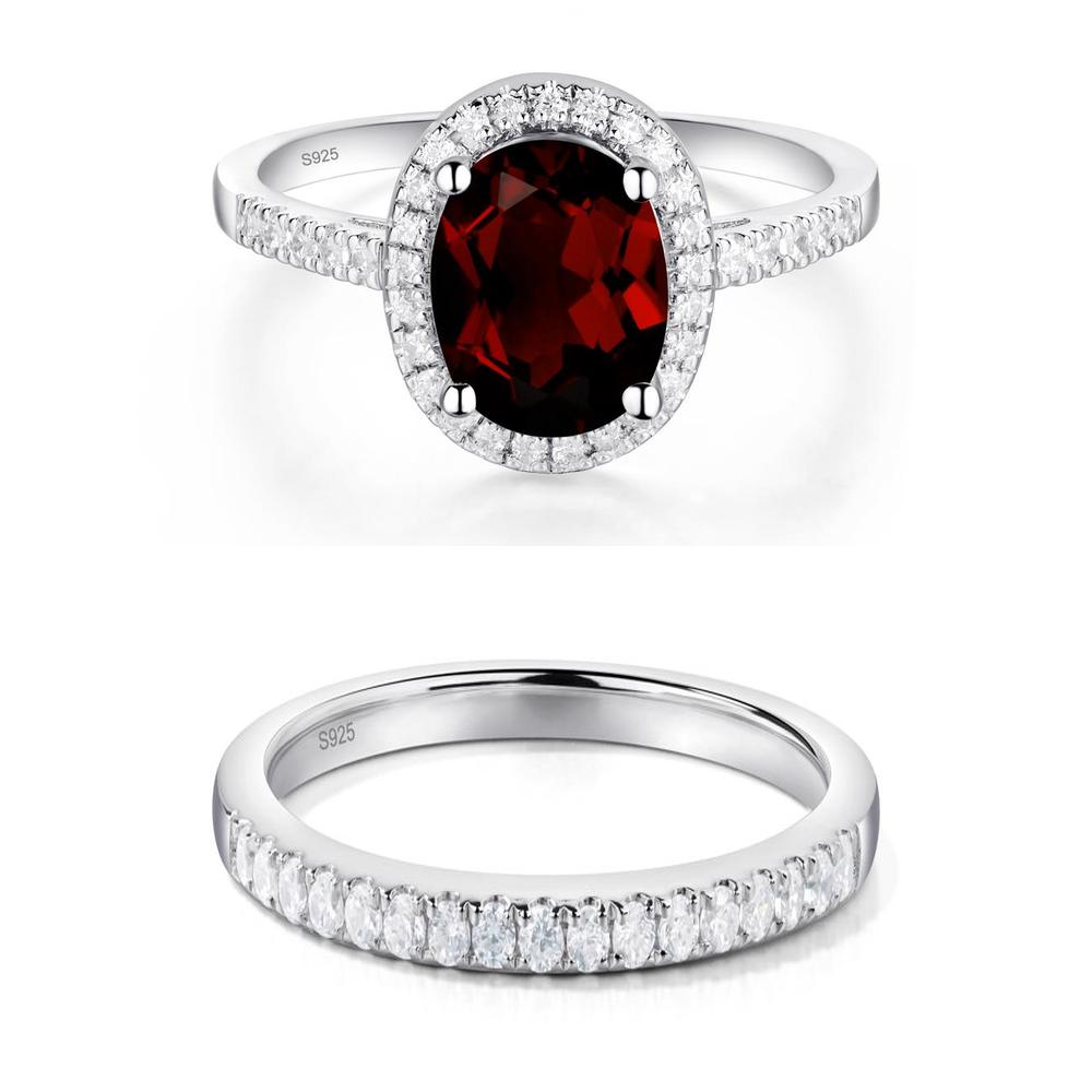 Oval Garnet Halo Ring - LUO Jewelry #metal_xxxxx