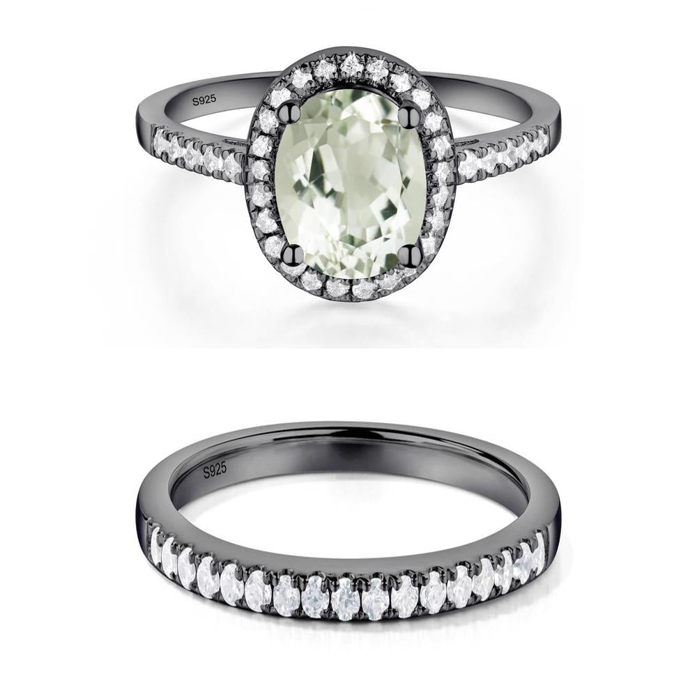 Oval Green Amethyst Halo Ring - LUO Jewelry #metal_xxxxx