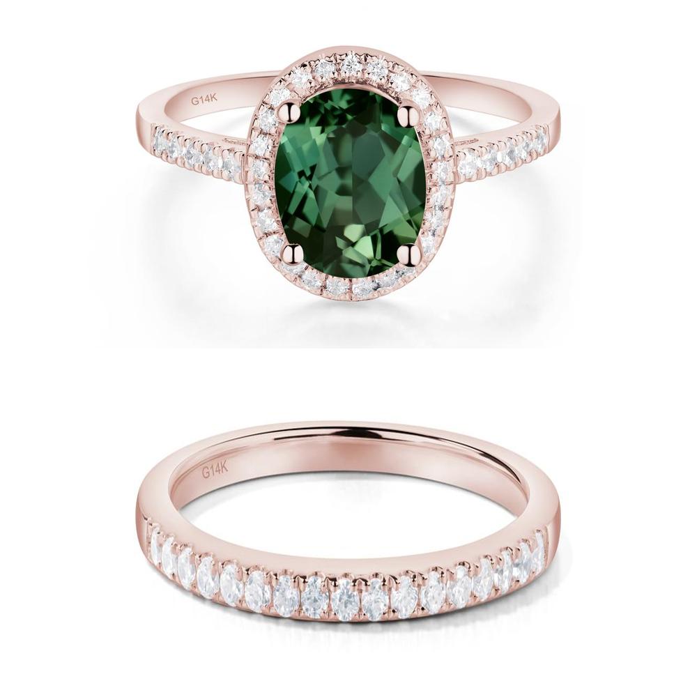 Oval Green Sapphire Halo Ring - LUO Jewelry #metal_xxxxx