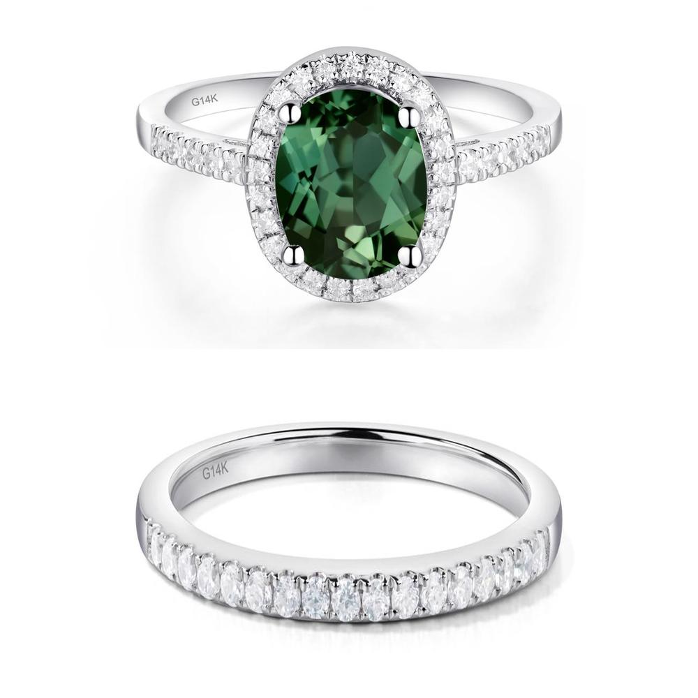 Oval Green Sapphire Halo Ring - LUO Jewelry #metal_xxxxx