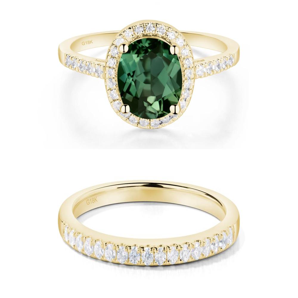 Oval Green Sapphire Halo Ring - LUO Jewelry #metal_xxxxx