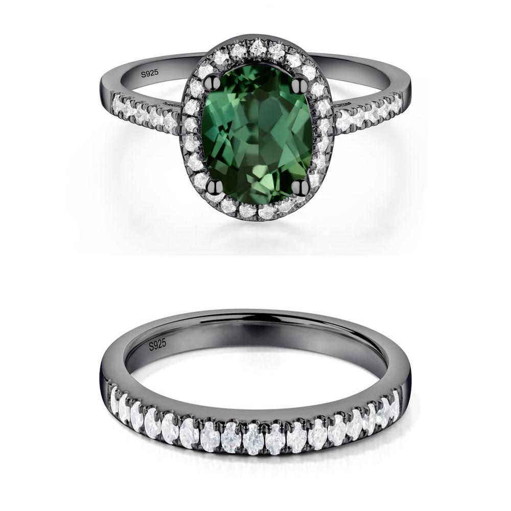 Oval Green Sapphire Halo Ring - LUO Jewelry #metal_xxxxx