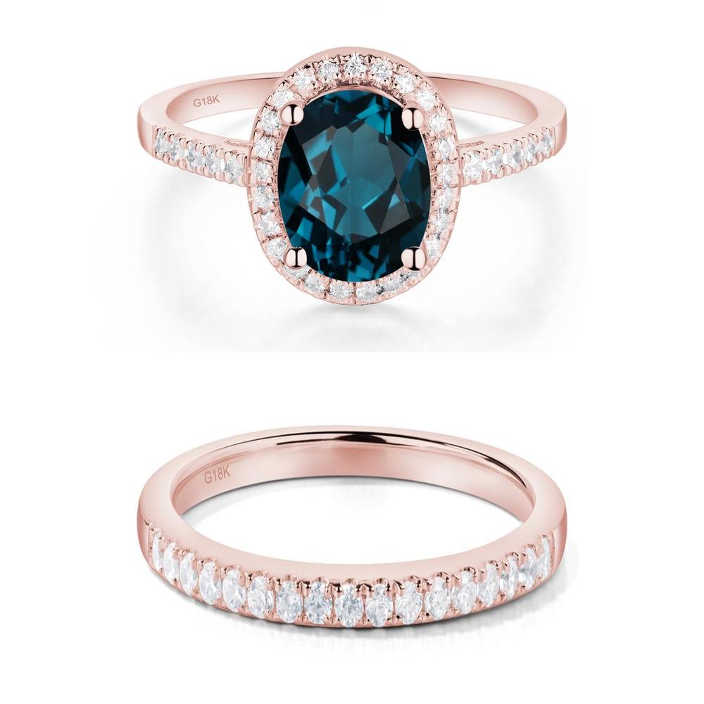 Oval London Blue Topaz Halo Ring - LUO Jewelry #metal_xxxxx