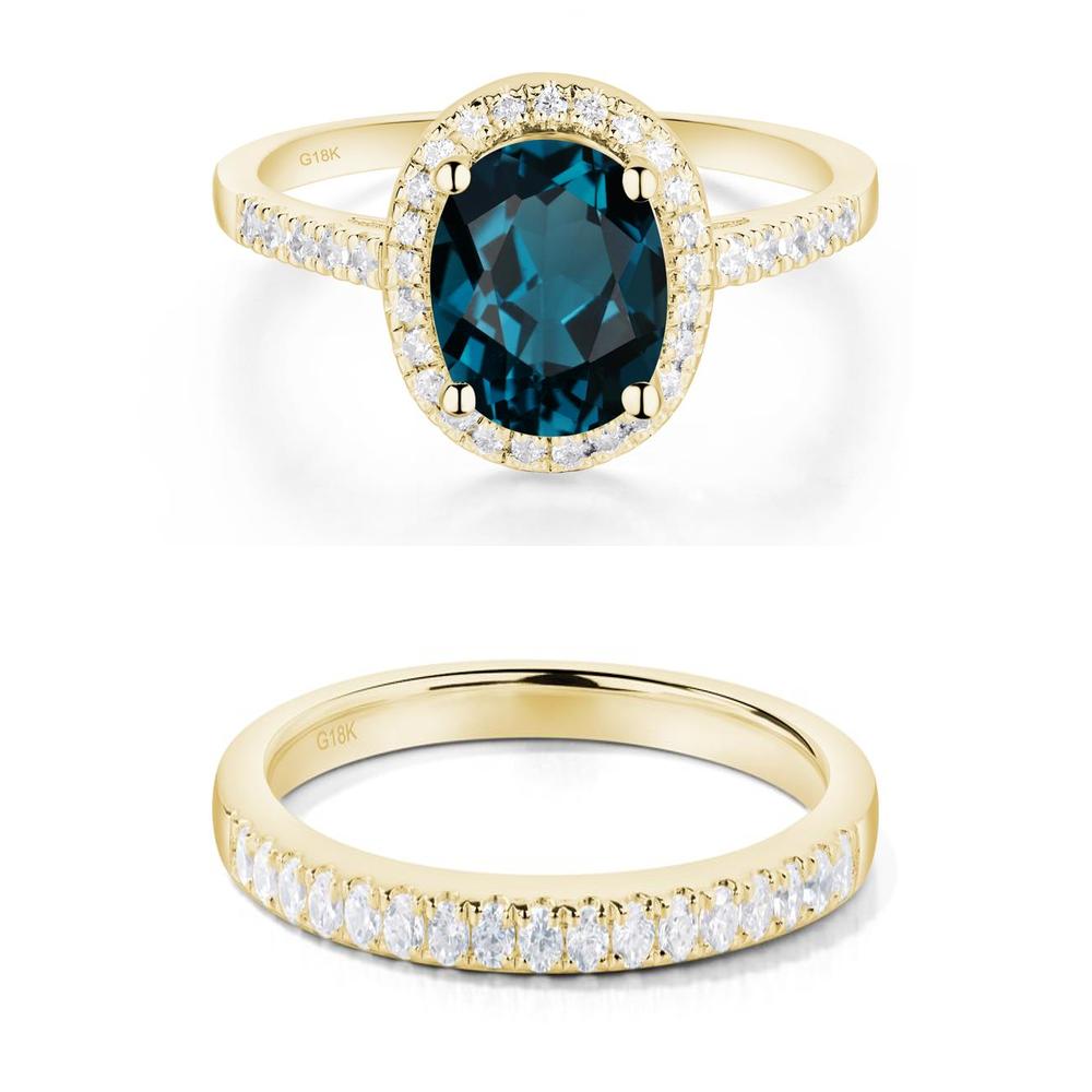 Oval London Blue Topaz Halo Ring - LUO Jewelry #metal_xxxxx