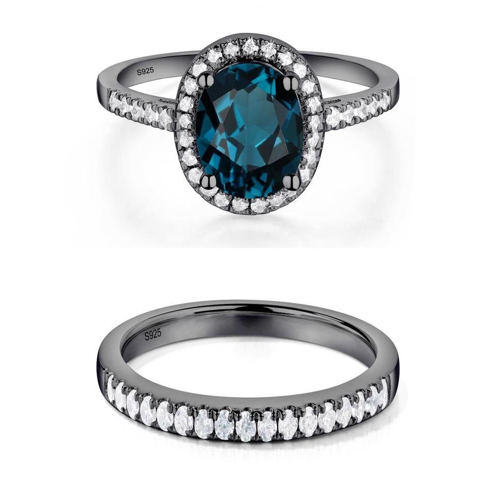 Oval London Blue Topaz Halo Ring - LUO Jewelry #metal_xxxxx