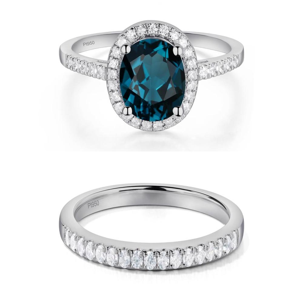 Oval London Blue Topaz Halo Ring - LUO Jewelry #metal_xxxxx