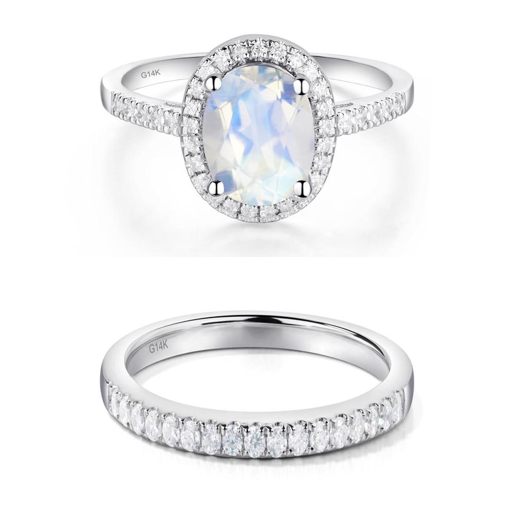 Oval Moonstone Halo Ring - LUO Jewelry #metal_xxxxx