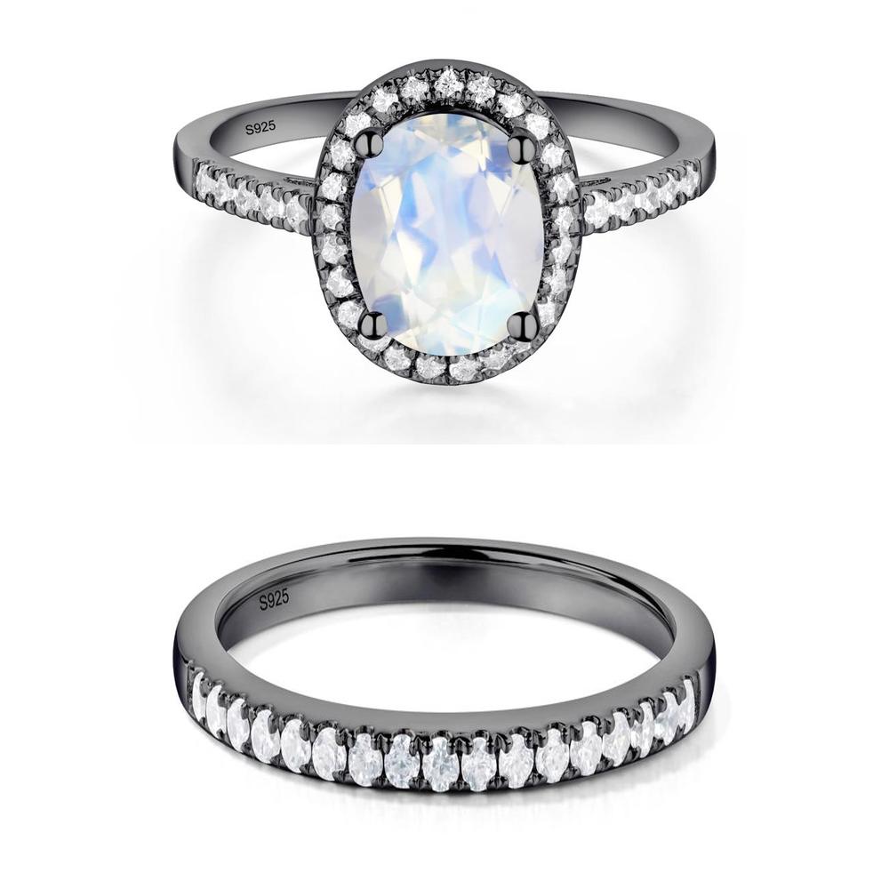 Oval Moonstone Halo Ring - LUO Jewelry #metal_xxxxx