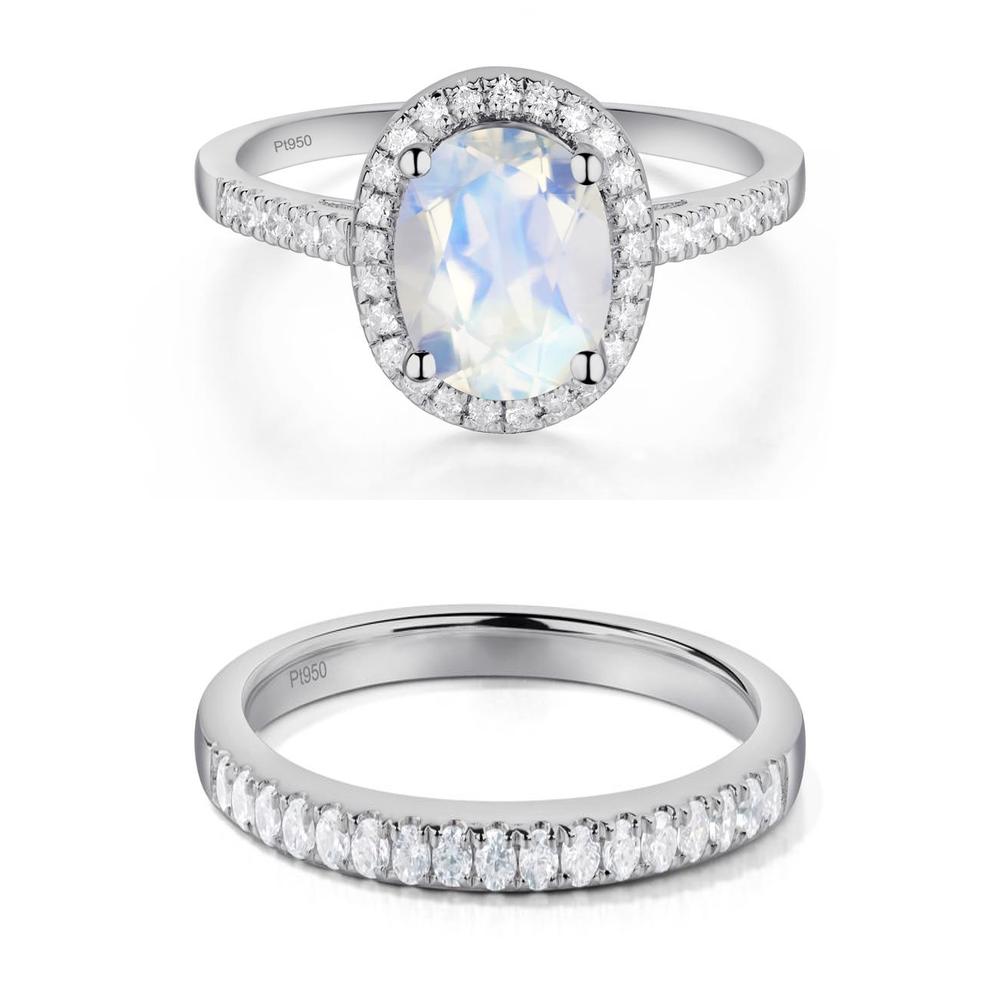 Oval Moonstone Halo Ring - LUO Jewelry #metal_xxxxx