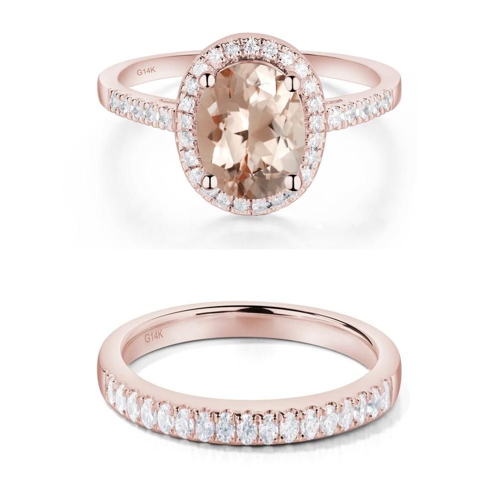 Oval Morganite Halo Ring - LUO Jewelry #metal_xxxxx