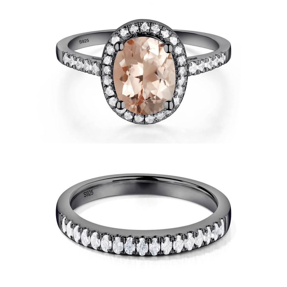 Oval Morganite Halo Ring - LUO Jewelry #metal_xxxxx