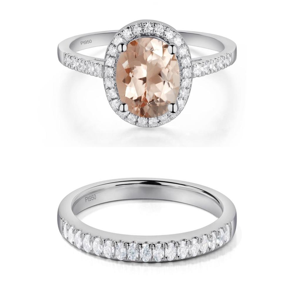 Oval Morganite Halo Ring - LUO Jewelry #metal_xxxxx