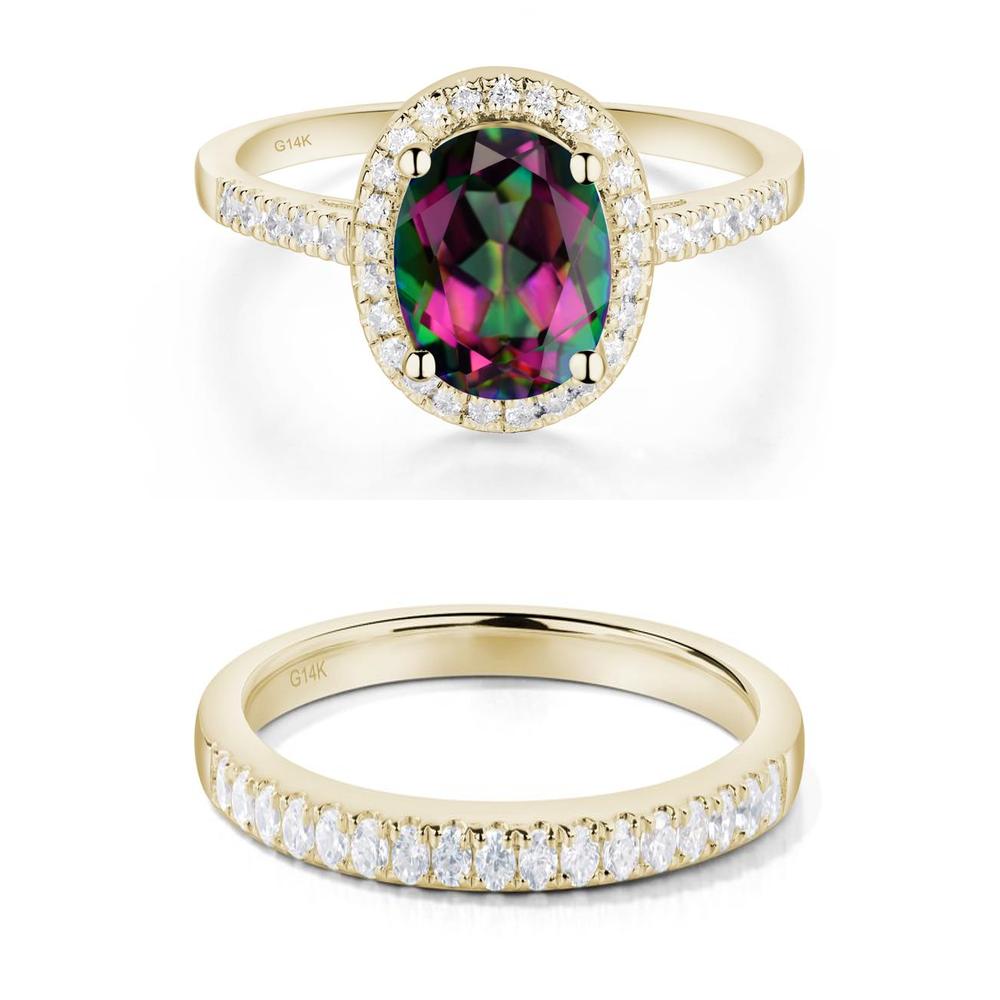 Oval Mystic Topaz Halo Ring - LUO Jewelry #metal_xxxxx