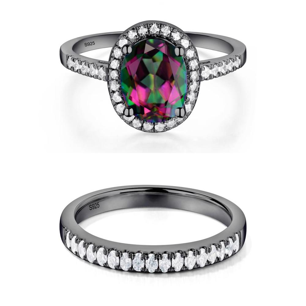 Oval Mystic Topaz Halo Ring - LUO Jewelry #metal_xxxxx