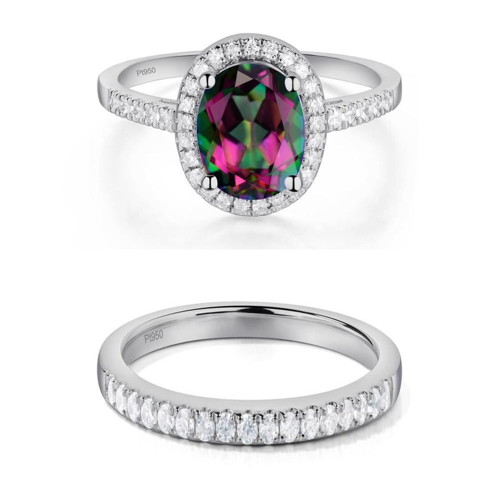 Oval Mystic Topaz Halo Ring - LUO Jewelry #metal_xxxxx