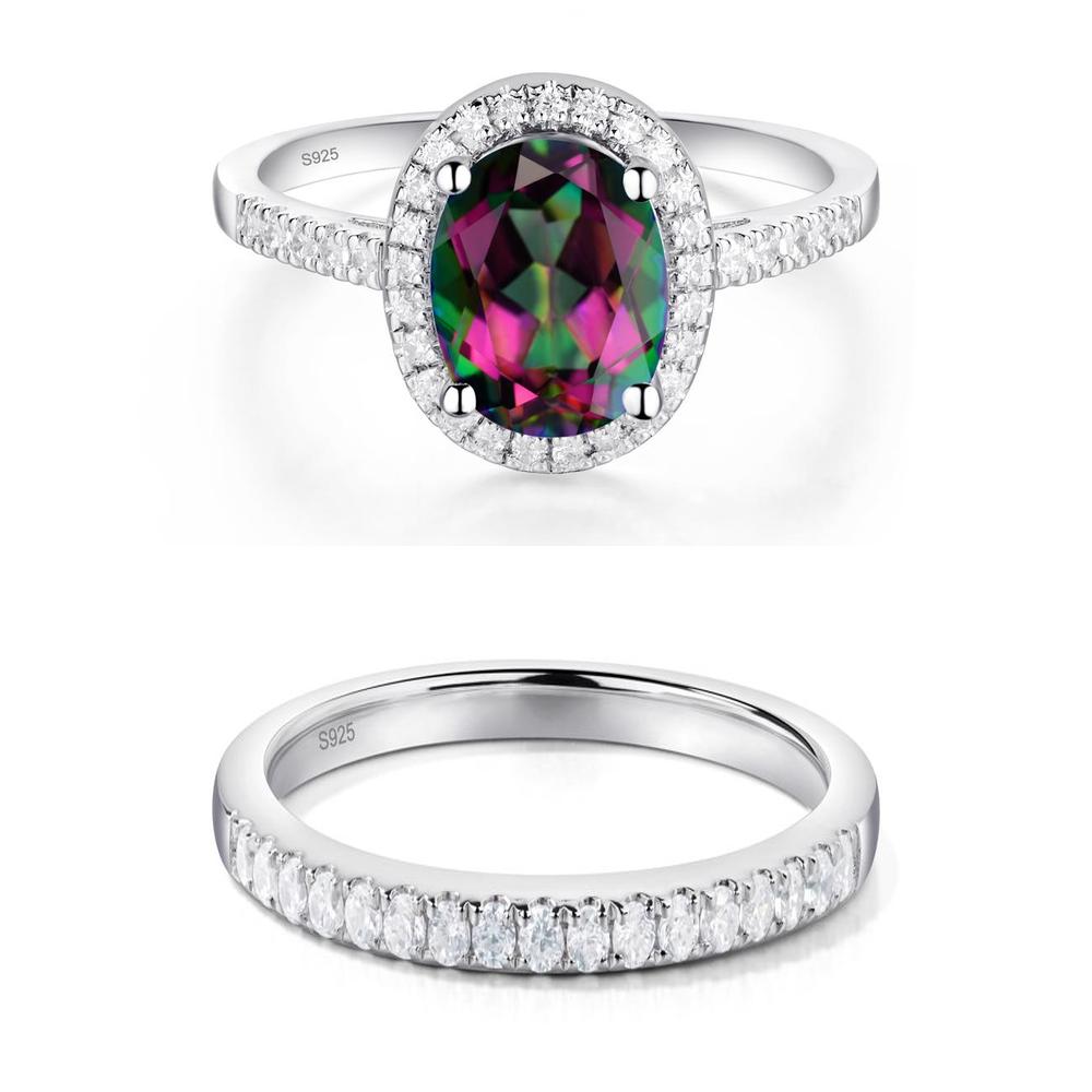 Oval Mystic Topaz Halo Ring - LUO Jewelry #metal_xxxxx