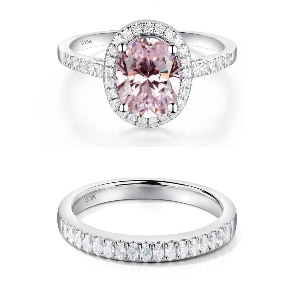 Oval Pink Cubic Zirconia Halo Ring - LUO Jewelry #metal_xxxxx