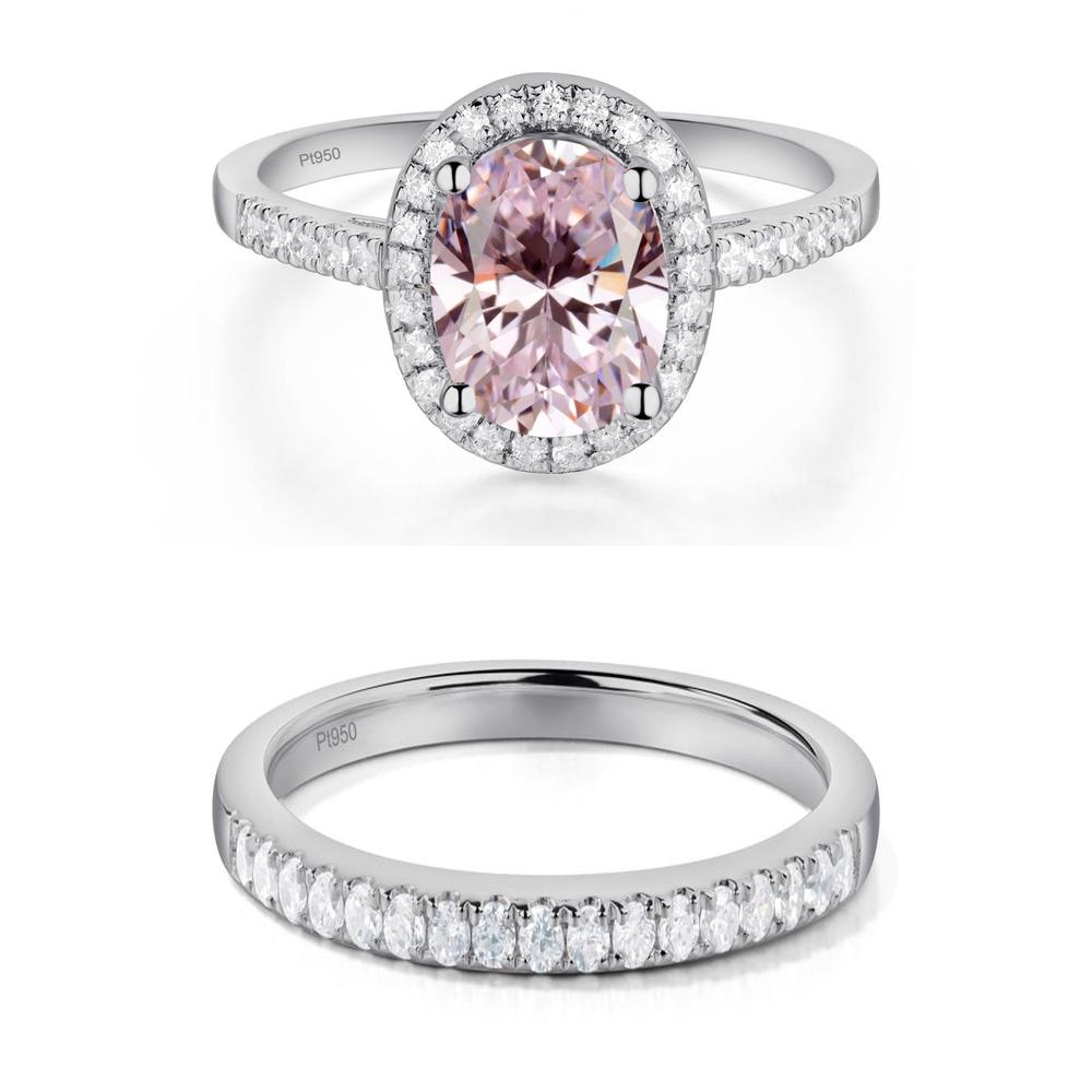 Oval Pink Cubic Zirconia Halo Ring - LUO Jewelry #metal_xxxxx