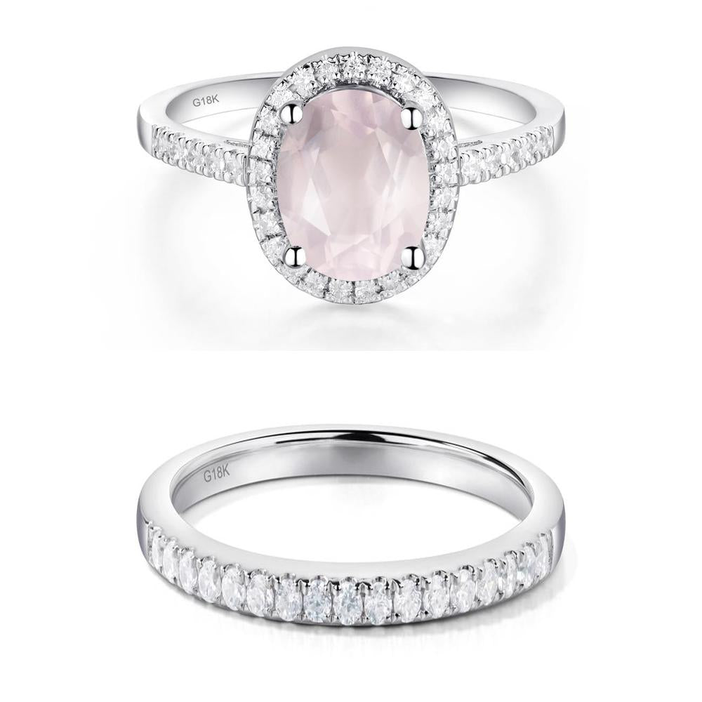 Oval Rose Quartz Halo Ring - LUO Jewelry #metal_xxxxx