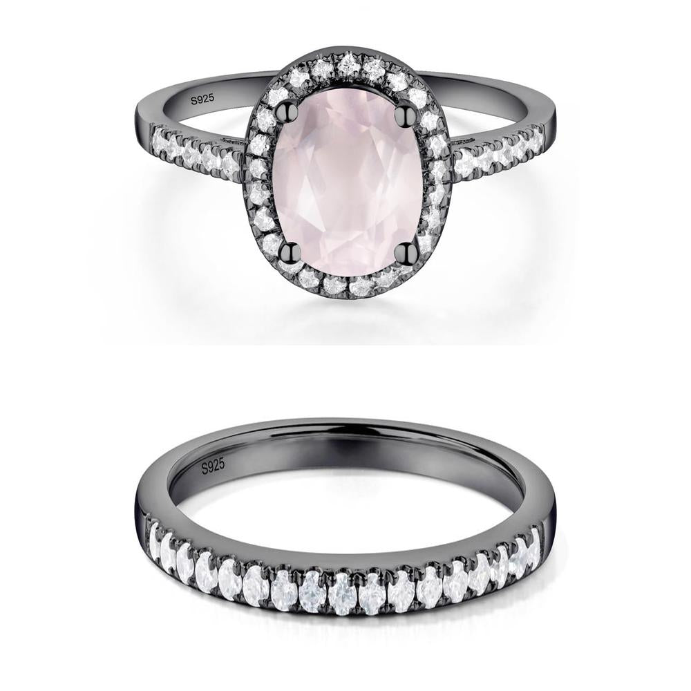 Oval Rose Quartz Halo Ring - LUO Jewelry #metal_xxxxx