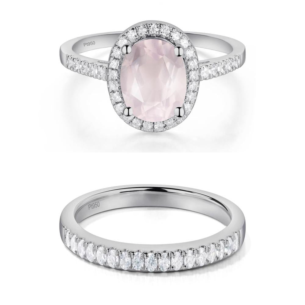 Oval Rose Quartz Halo Ring - LUO Jewelry #metal_xxxxx