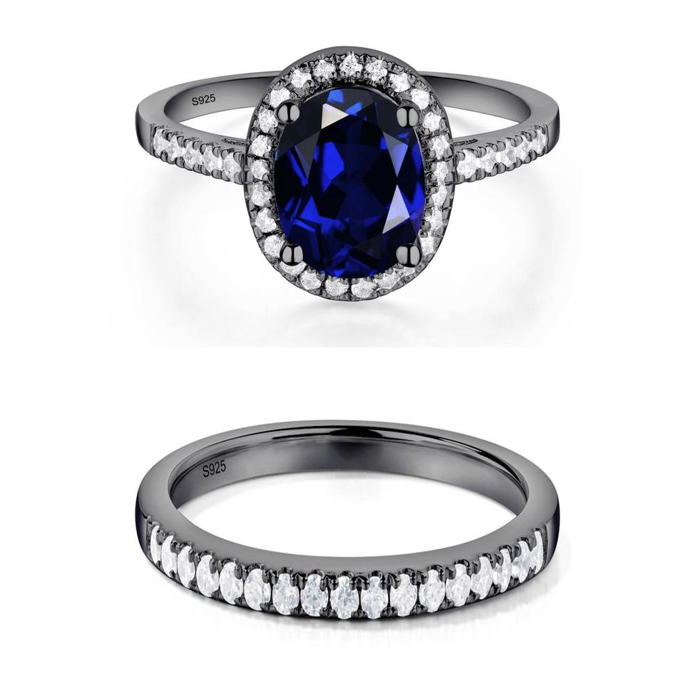 Oval Sapphire Halo Ring - LUO Jewelry #metal_xxxxx