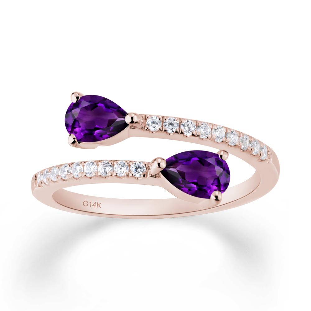 Two Stone Amethyst Open Ring - LUO Jewelry #metal_14k rose gold