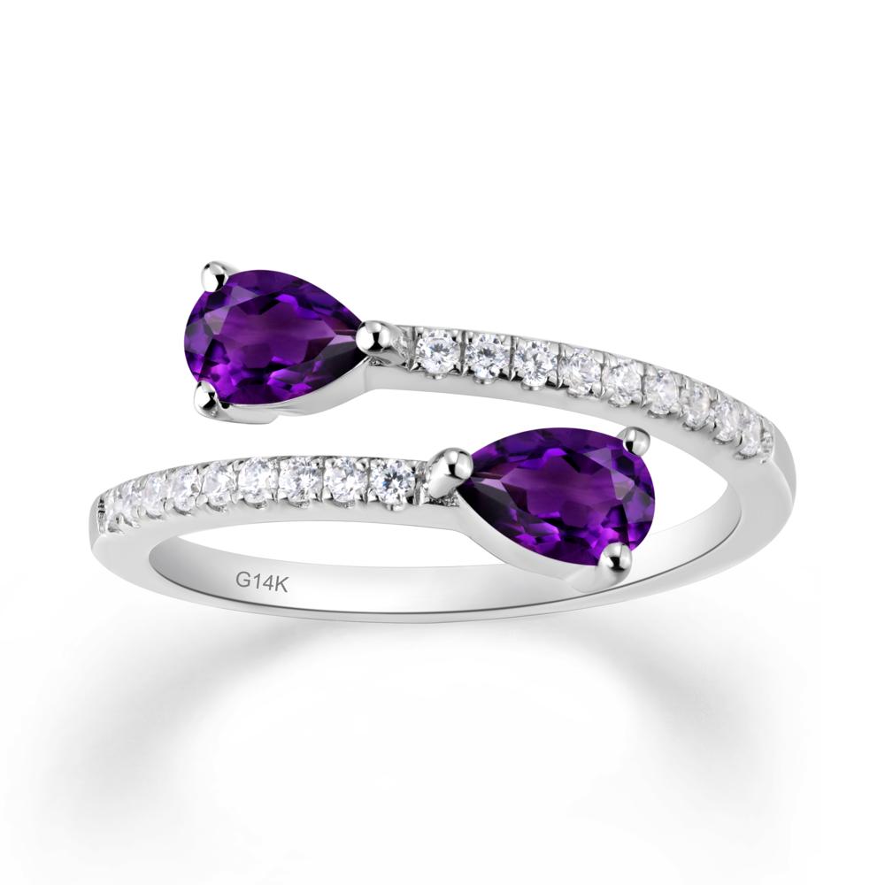 Two Stone Amethyst Open Ring - LUO Jewelry #metal_14k white gold