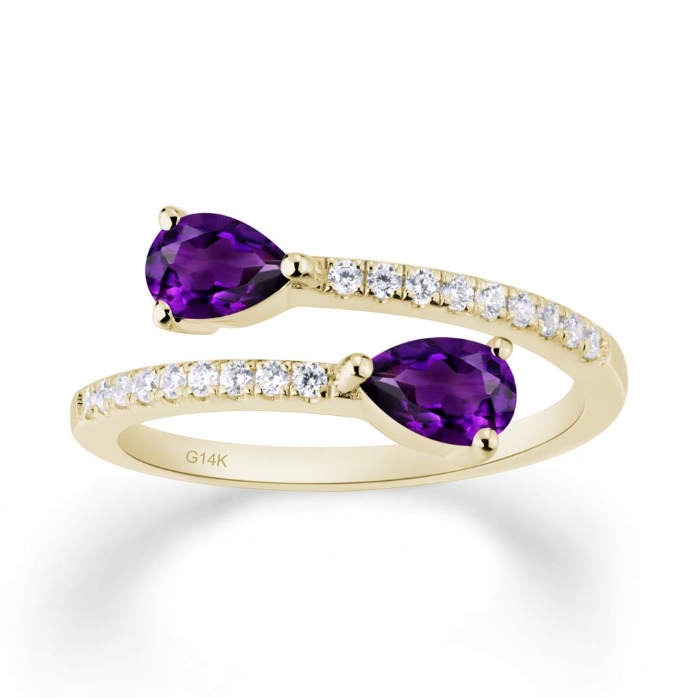 Two Stone Amethyst Open Ring - LUO Jewelry #metal_14k yellow gold